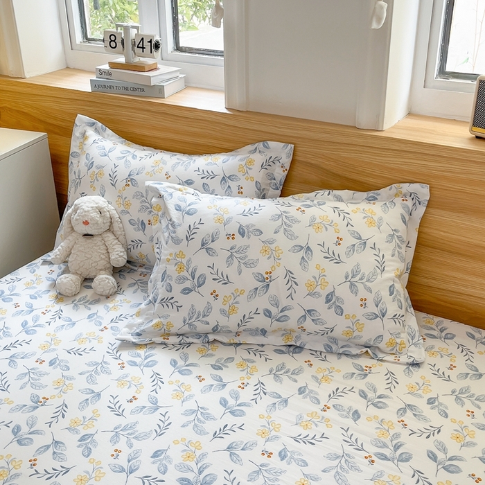 91家纺网 家纺一手货源 找家纺 默忆 2026新款针织双层纱印花糯小棉床笠 花枝招展