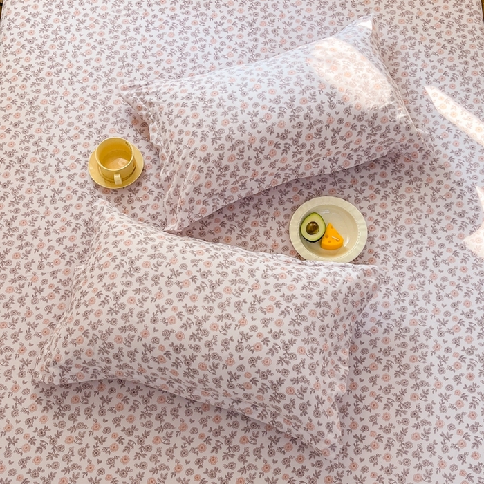 91家纺网 家纺一手货源 找家纺 默忆 2026新款针织双层纱印花糯小棉床笠 花海-玉