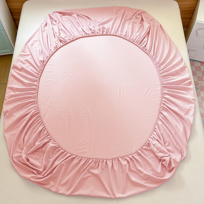 91家纺网 家纺一手货源 找家纺 默忆 2026新款针织双层纱印花糯小棉床笠 西瓜粉