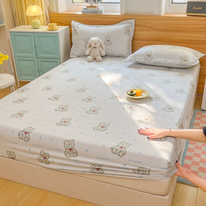 91家纺网 家纺一手货源 找家纺 （总）默忆 2026新款针织双层纱印花糯小棉床笠