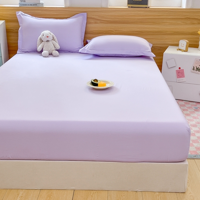 91家纺网 家纺一手货源 找家纺 默忆 2026新款针织双层纱印花糯小棉床笠 熏衣紫