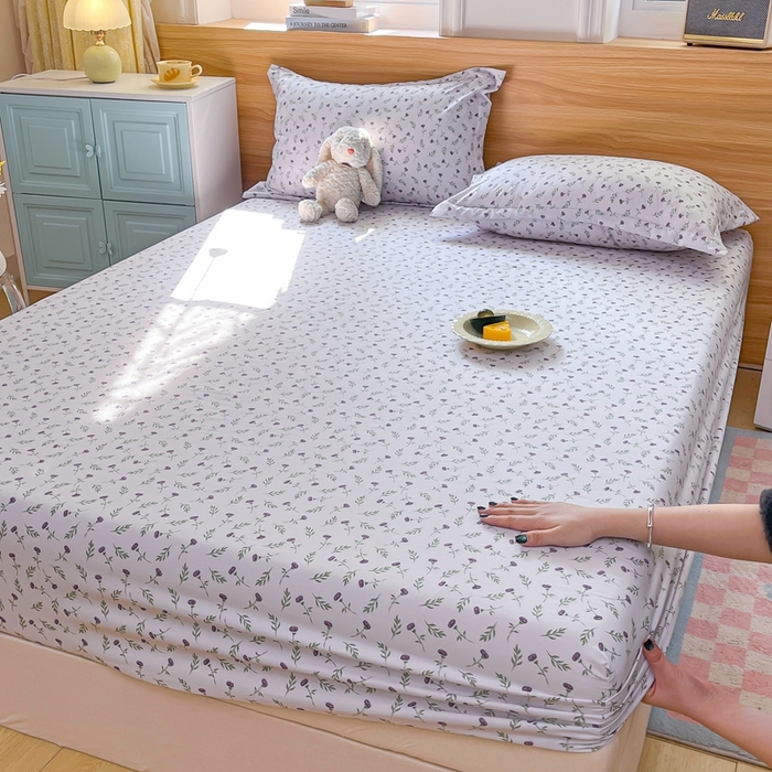 91家纺网 家纺一手货源 找家纺 （总）默忆 2026新款针织双层纱印花糯小棉床笠