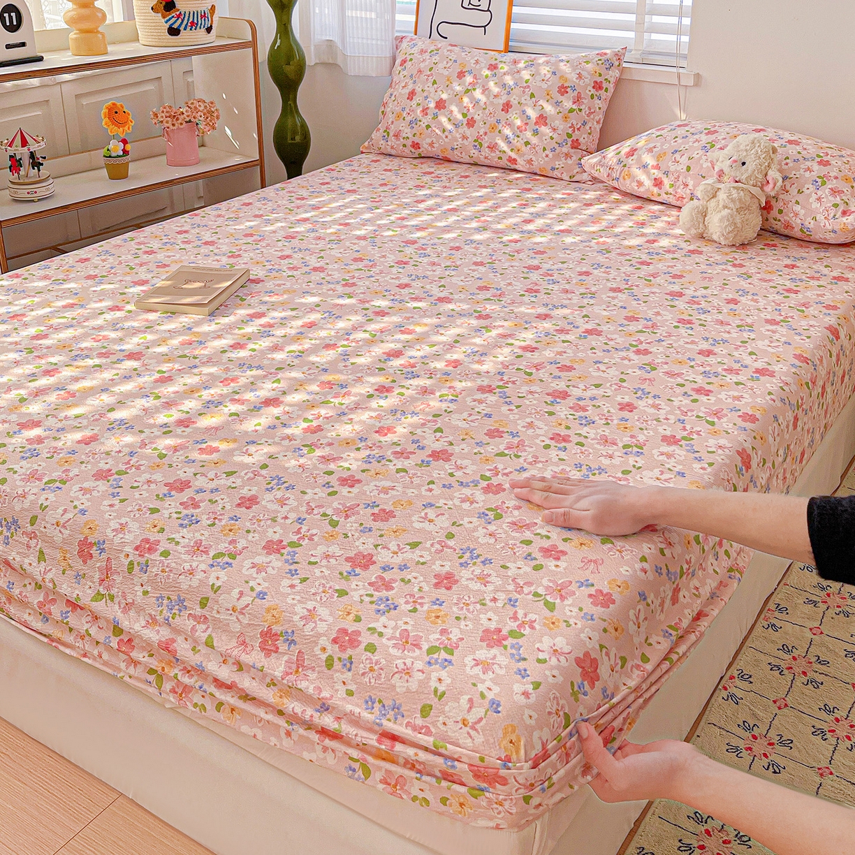 91家纺网 家纺一手货源 找家纺 仟人梦 2026新款云感双层纱印花单床笠床笠单件 云之瑶