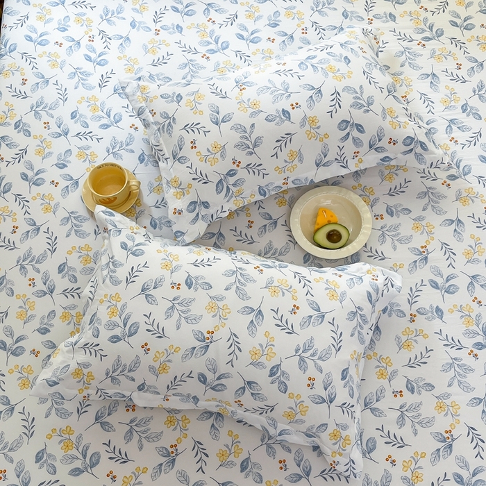 91家纺网 家纺一手货源 找家纺 默忆 2026新款针织双层纱印花糯小棉床笠 花枝招展