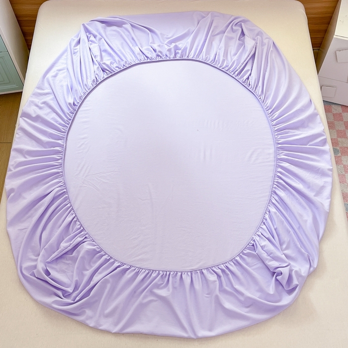 91家纺网 家纺一手货源 找家纺 默忆 2026新款针织双层纱印花糯小棉床笠 熏衣紫