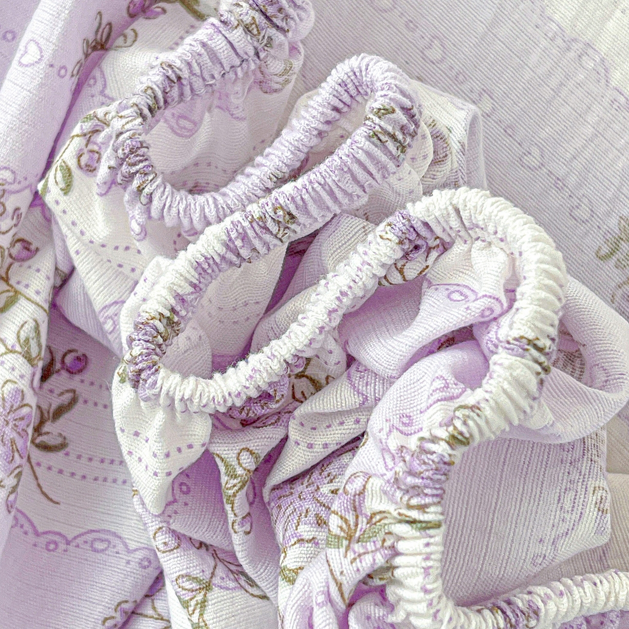 91家纺网 家纺一手货源 找家纺 仟人梦 2026新款云感双层纱印花单床笠床笠单件 半暖时光-紫