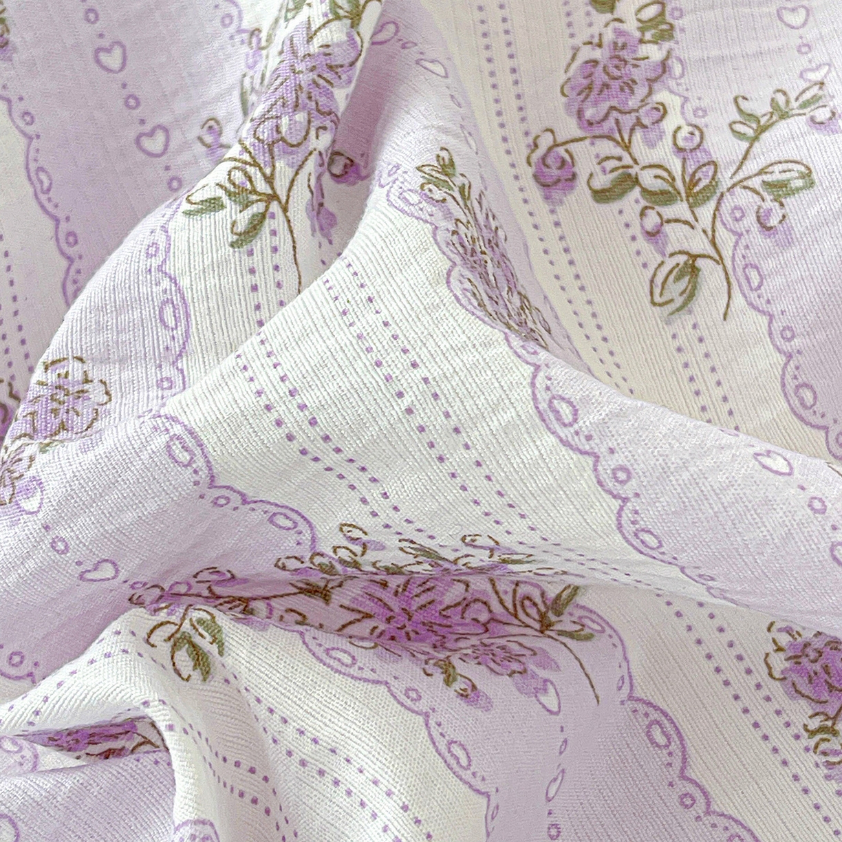 91家纺网 家纺一手货源 找家纺 仟人梦 2026新款云感双层纱印花单床笠床笠单件 半暖时光-紫