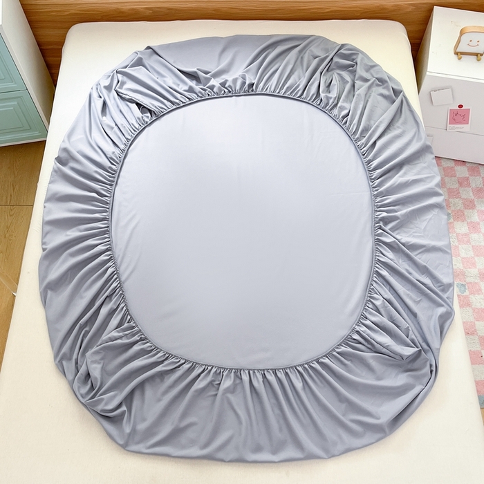 91家纺网 家纺一手货源 找家纺 默忆 2026新款针织双层纱印花糯小棉床笠 经典灰