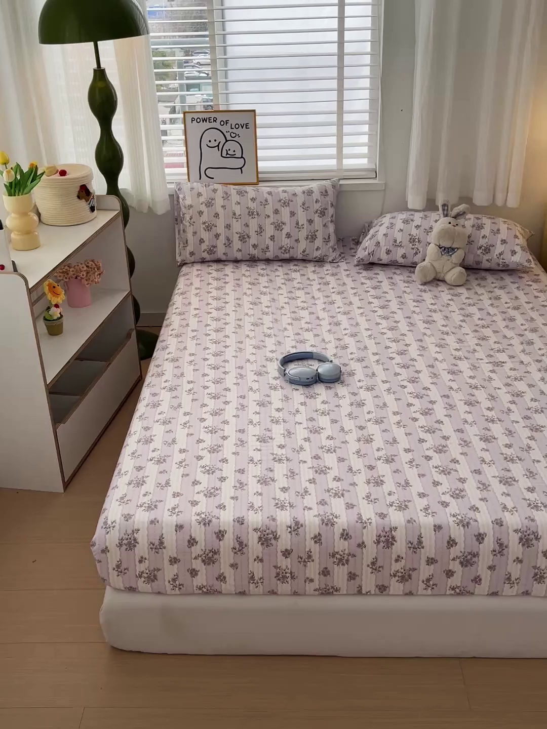 91家纺网 家纺一手货源 找家纺 仟人梦 2026新款云感双层纱印花单床笠床笠单件 半暖时光-紫