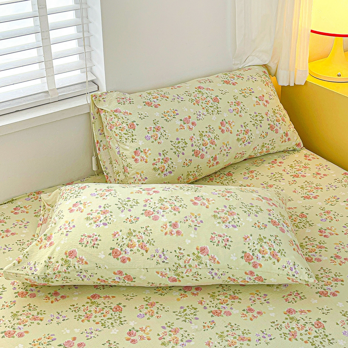 91家纺网 家纺一手货源 找家纺 仟人梦 2026新款云感双层纱印花单床笠床笠单件 半夏