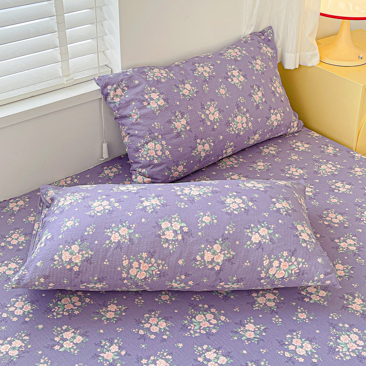 91家纺网 家纺一手货源 找家纺 仟人梦 2026新款云感双层纱印花单床笠床笠单件 豆蔻