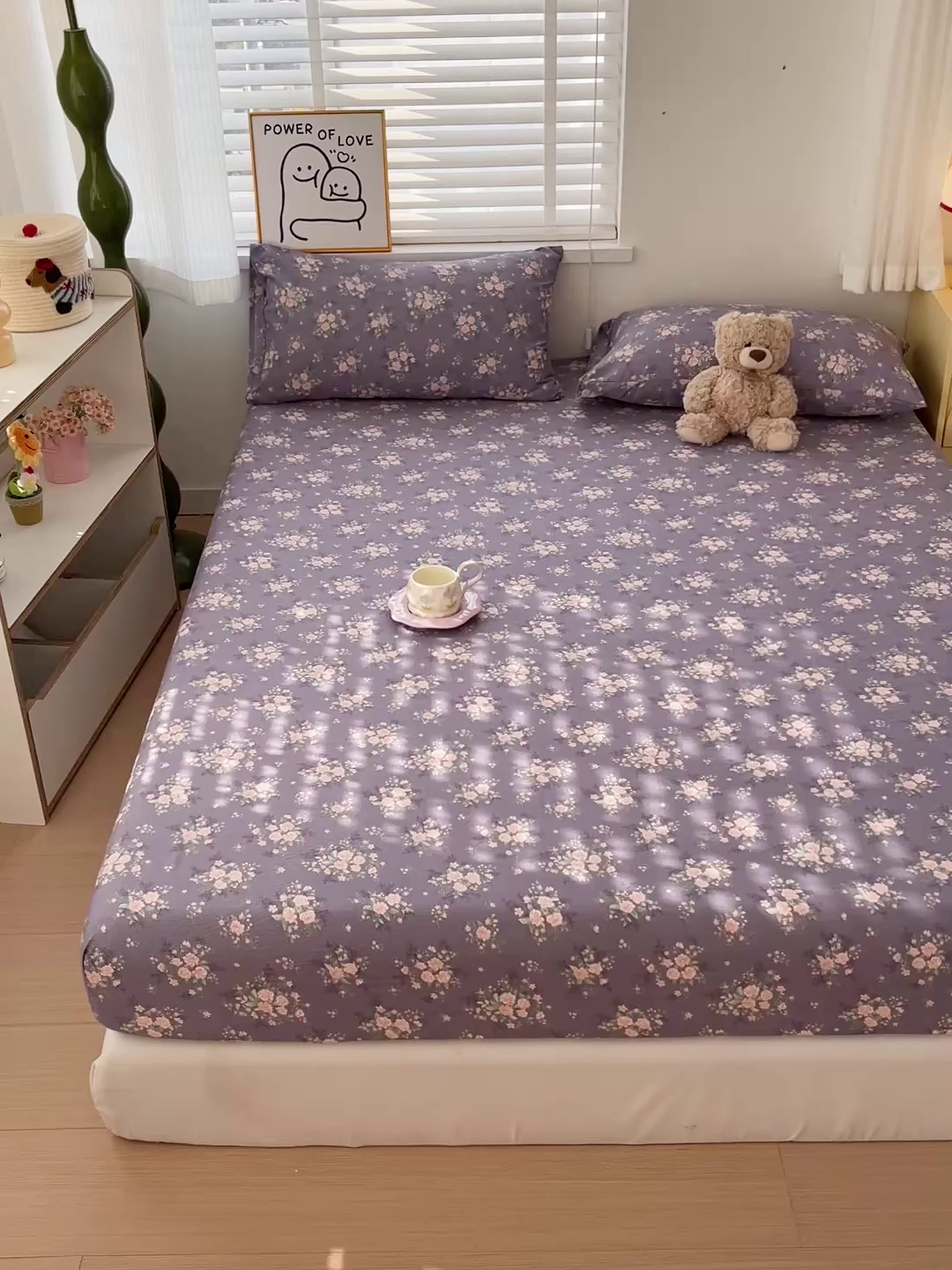 91家纺网 家纺一手货源 找家纺 仟人梦 2026新款云感双层纱印花单床笠床笠单件 豆蔻