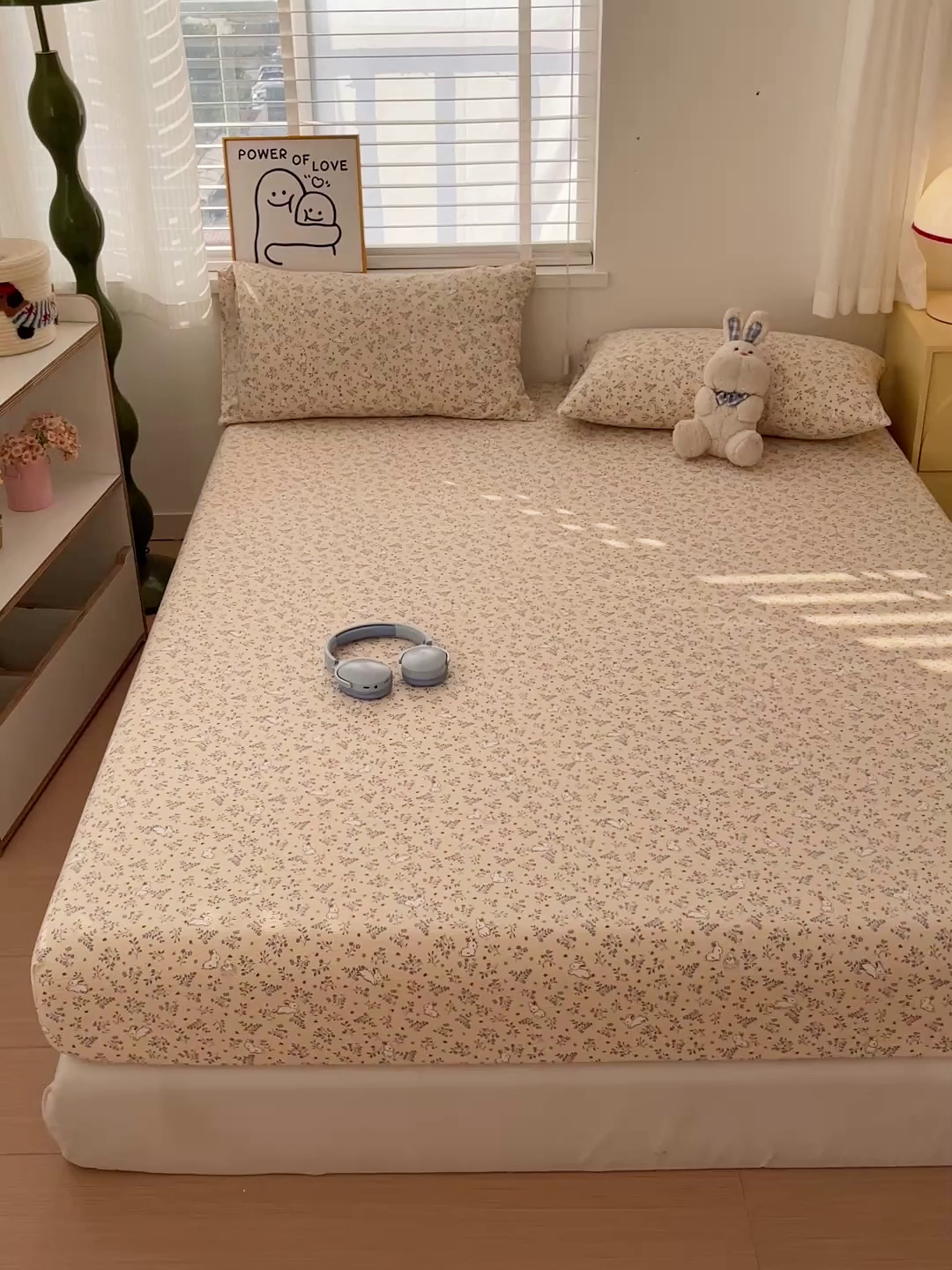 91家纺网 家纺一手货源 找家纺 仟人梦 2026新款云感双层纱印花单床笠床笠单件 花园兔