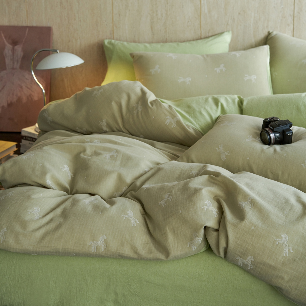 91家纺网 家纺一手货源 找家纺 如一 2026新款色织提花全棉水洗棉纯棉四件套第二批 骏影-绿