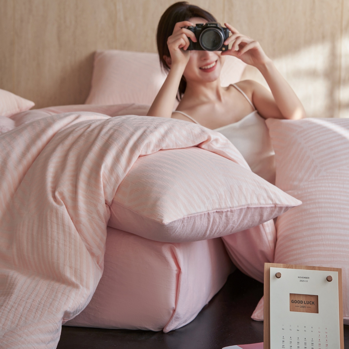 91家纺网 家纺一手货源 找家纺 如一 2026新款色织提花全棉水洗棉纯棉四件套第二批 序章-粉