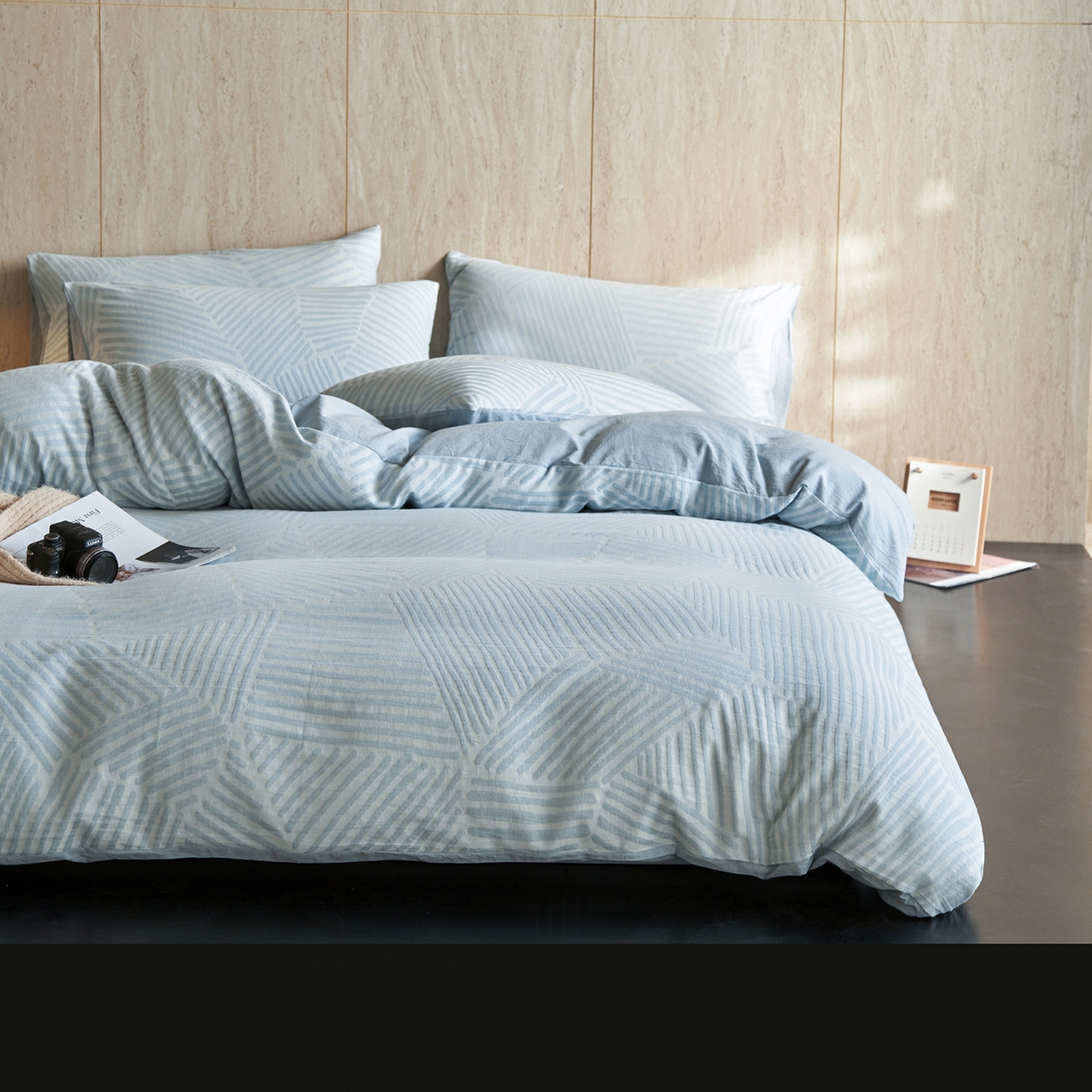 91家纺网 家纺一手货源 找家纺 如一 2026新款色织提花全棉水洗棉纯棉四件套第二批 序章-蓝