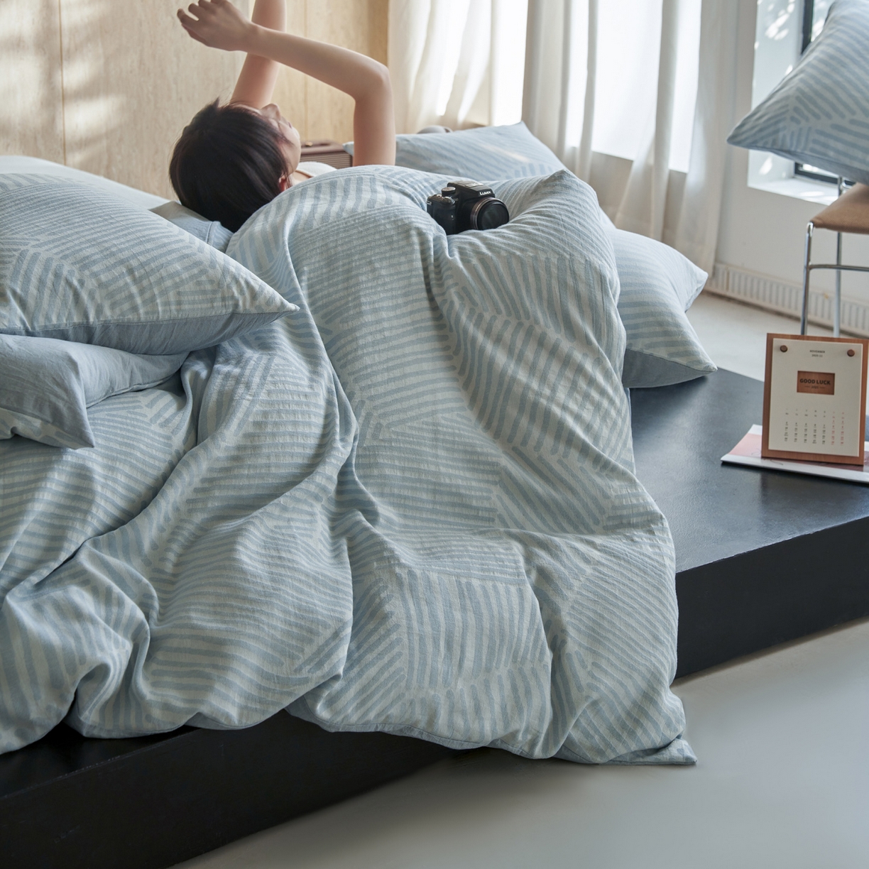 91家纺网 家纺一手货源 找家纺 如一 2026新款色织提花全棉水洗棉纯棉四件套第二批 序章-蓝