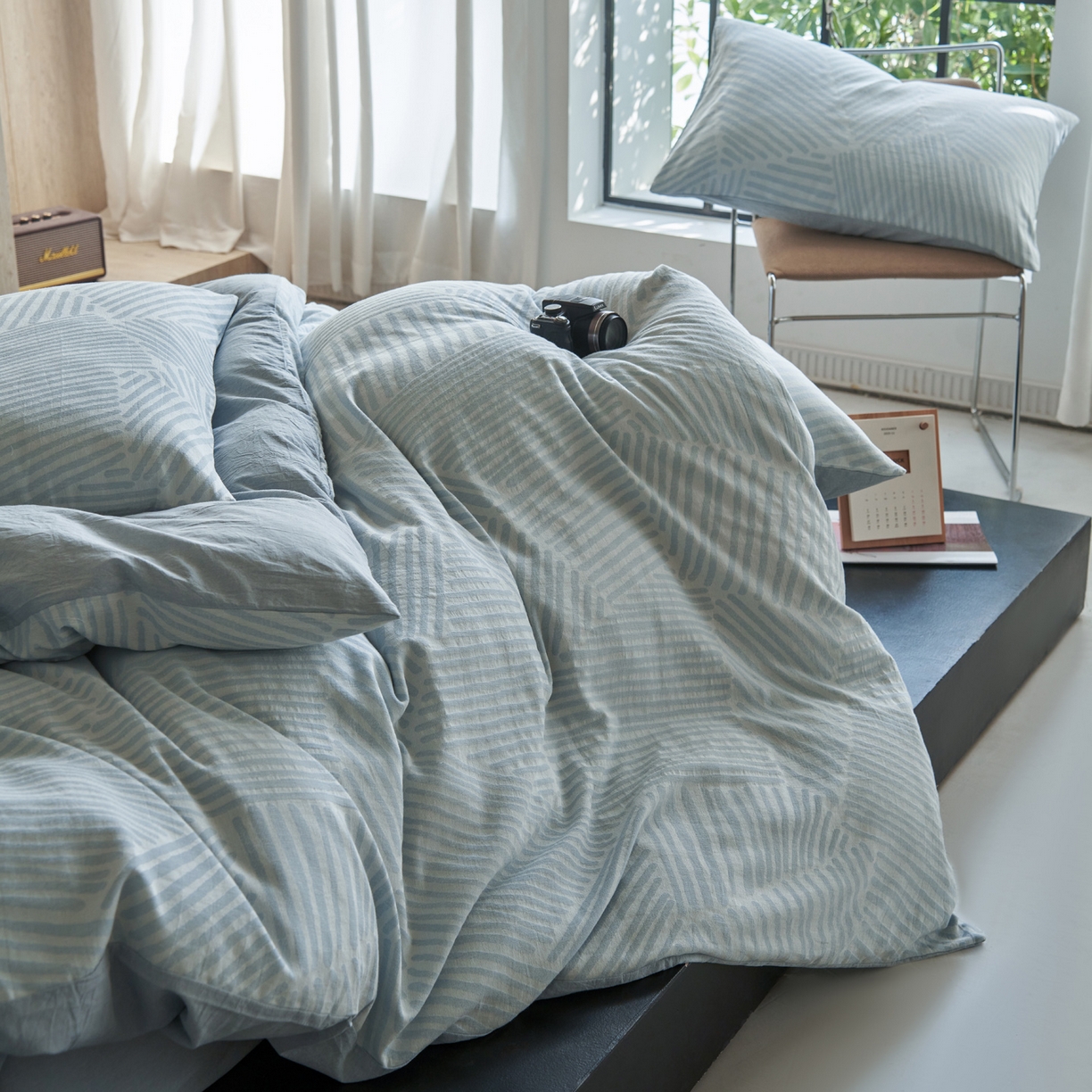 91家纺网 家纺一手货源 找家纺 如一 2026新款色织提花全棉水洗棉纯棉四件套第二批 序章-蓝