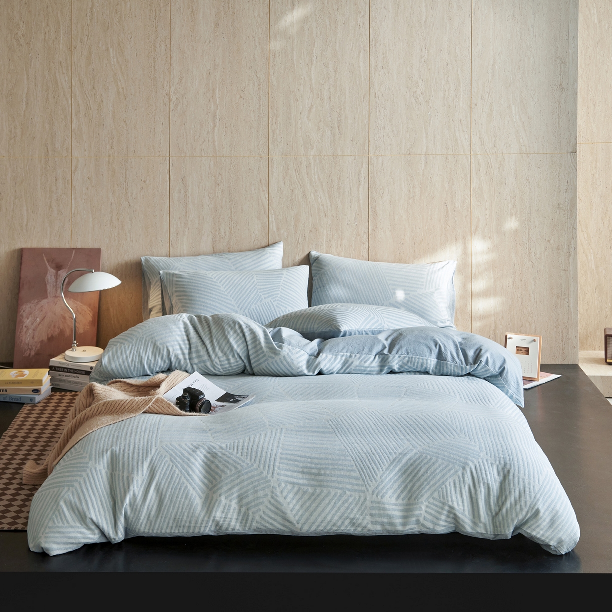 91家纺网 家纺一手货源 找家纺 如一 2026新款色织提花全棉水洗棉纯棉四件套第二批 序章-蓝