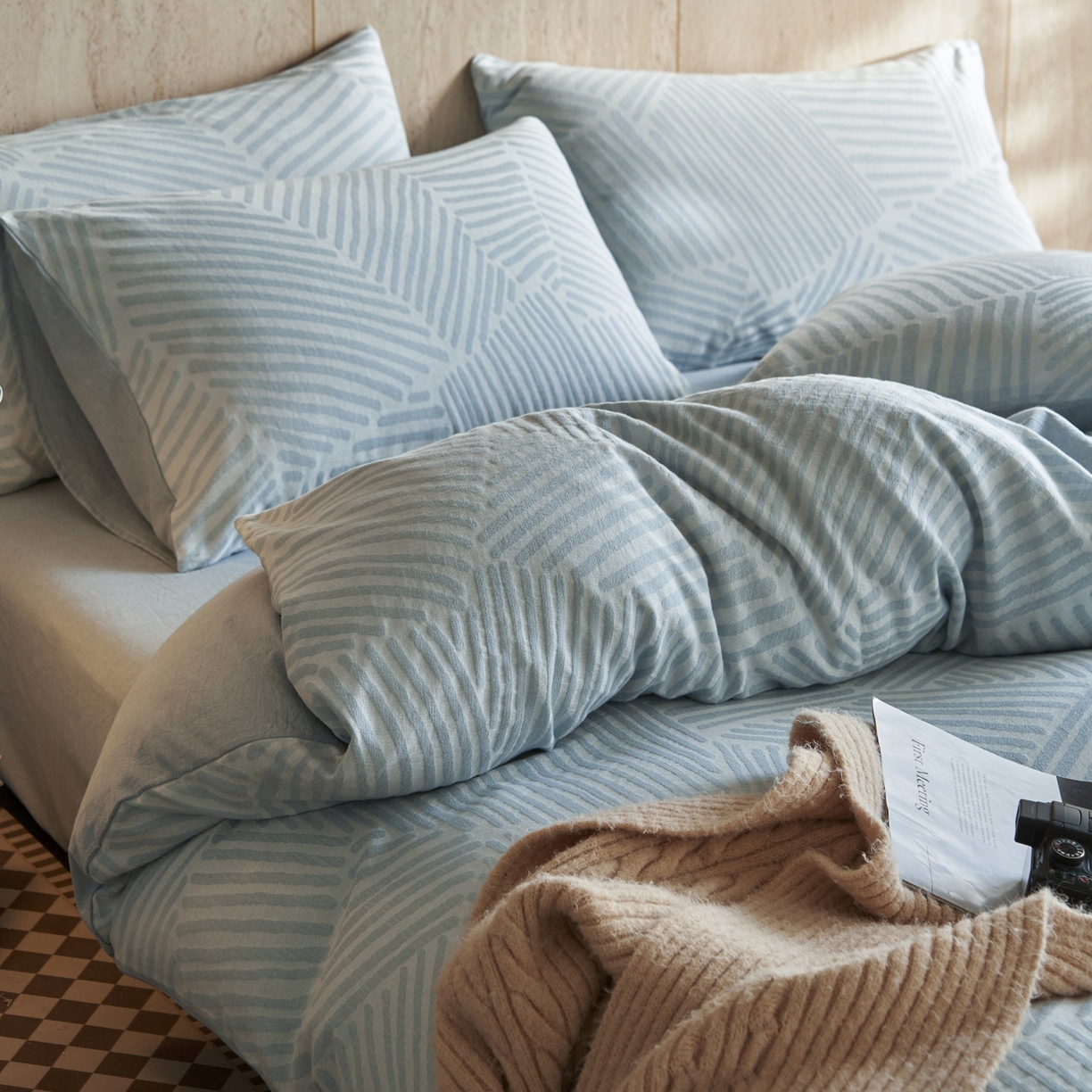 91家纺网 家纺一手货源 找家纺 如一 2026新款色织提花全棉水洗棉纯棉四件套第二批 序章-蓝