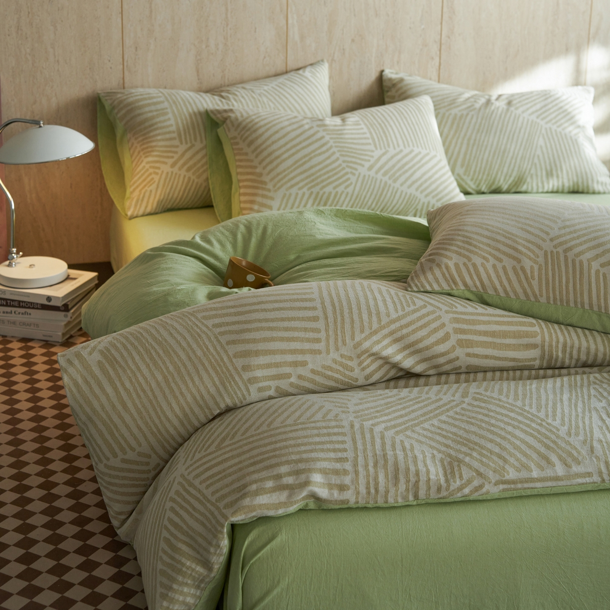 91家纺网 家纺一手货源 找家纺 如一 2026新款色织提花全棉水洗棉纯棉四件套第二批 序章-绿