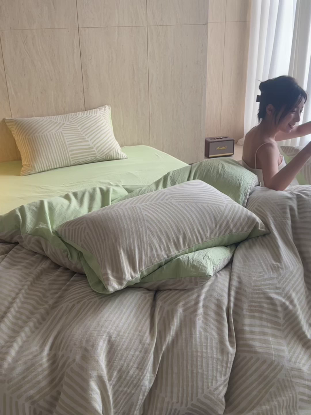 91家纺网 家纺一手货源 找家纺 如一 2026新款色织提花全棉水洗棉纯棉四件套第二批 序章-绿