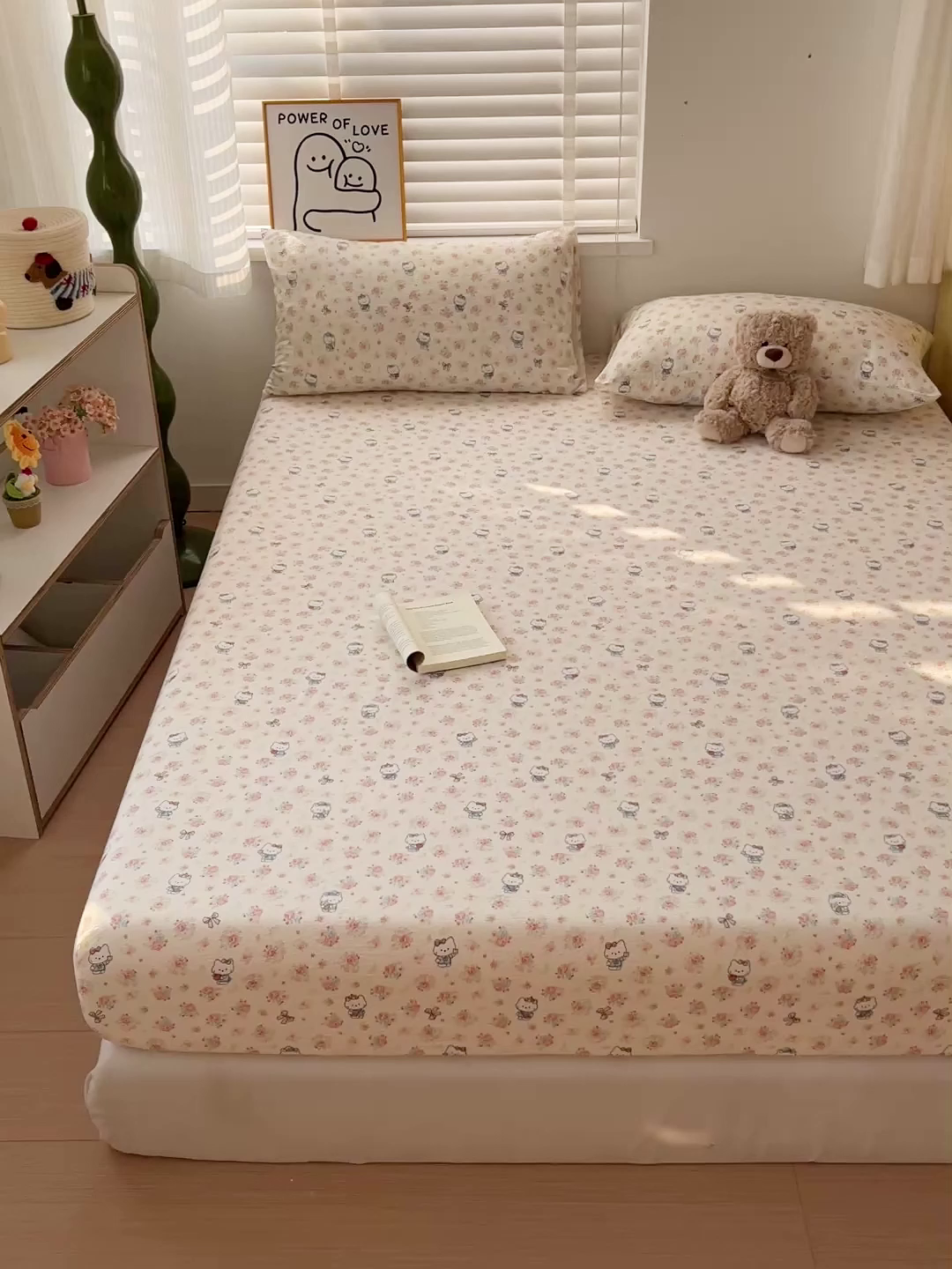 91家纺网 家纺一手货源 找家纺 仟人梦 2026新款云感双层纱印花单床笠床笠单件 凯迪猫