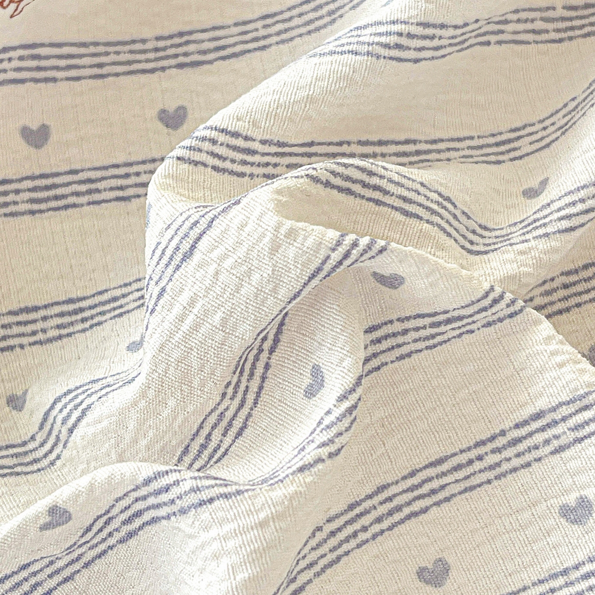 91家纺网 家纺一手货源 找家纺 仟人梦 2026新款云感双层纱印花单床笠床笠单件 清新条纹