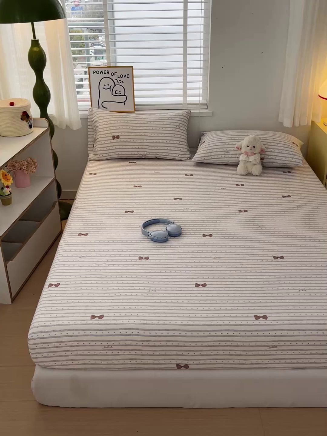 91家纺网 家纺一手货源 找家纺 仟人梦 2026新款云感双层纱印花单床笠床笠单件 清新条纹