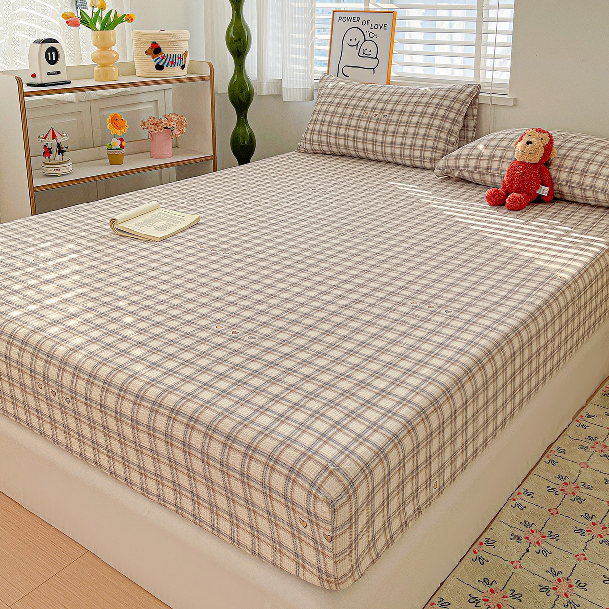 91家纺网 家纺一手货源 找家纺 仟人梦 2026新款云感双层纱印花单床笠床笠单件 时尚格调