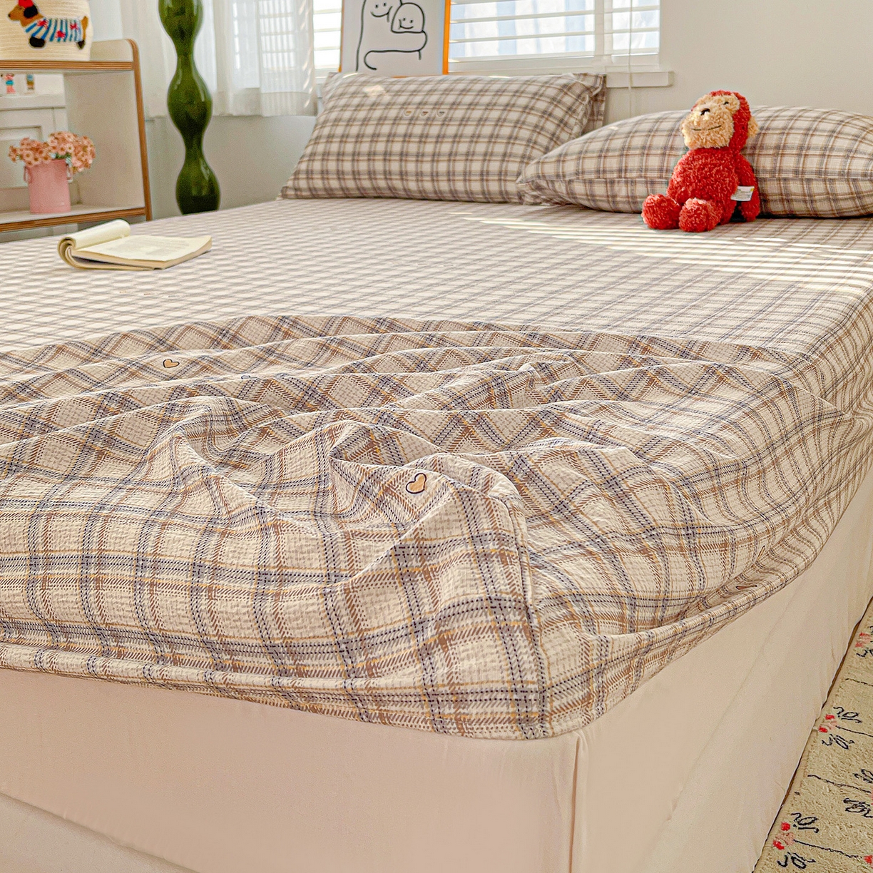 91家纺网 家纺一手货源 找家纺 仟人梦 2026新款云感双层纱印花单床笠床笠单件 时尚格调