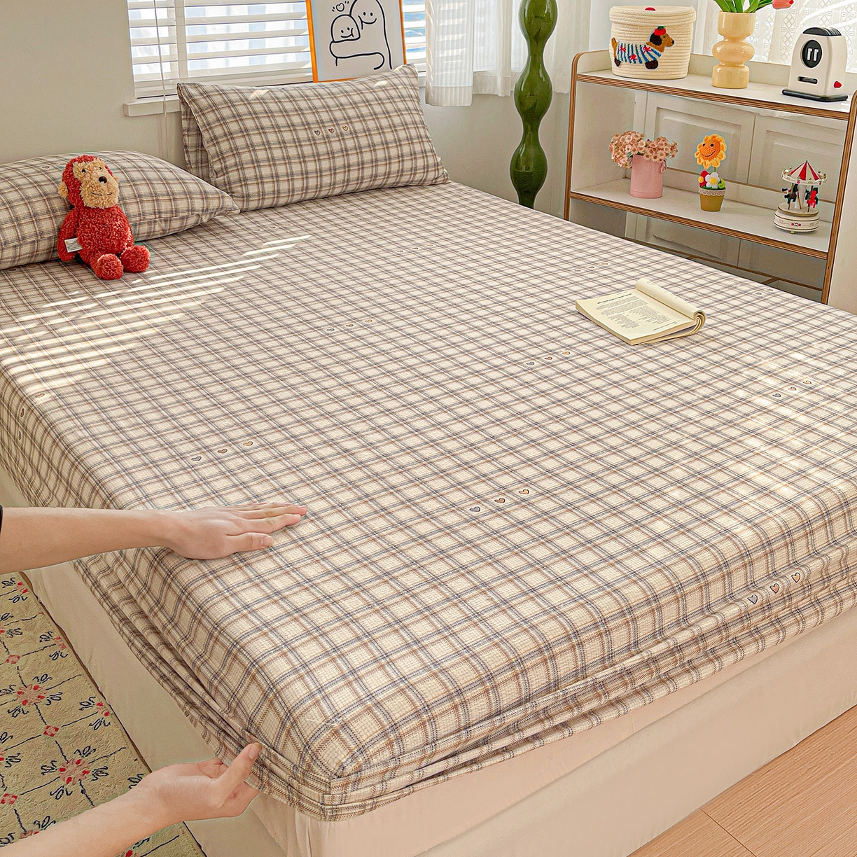 91家纺网 家纺一手货源 找家纺 仟人梦 2026新款云感双层纱印花单床笠床笠单件 时尚格调