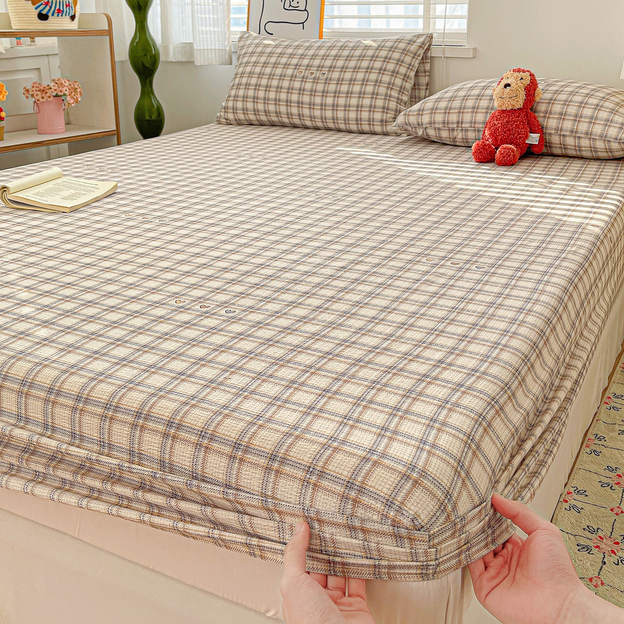 91家纺网 家纺一手货源 找家纺 仟人梦 2026新款云感双层纱印花单床笠床笠单件 时尚格调