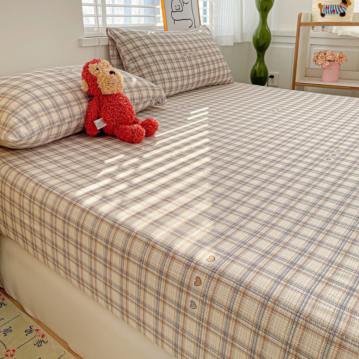 91家纺网 家纺一手货源 找家纺 仟人梦 2026新款云感双层纱印花单床笠床笠单件 时尚格调