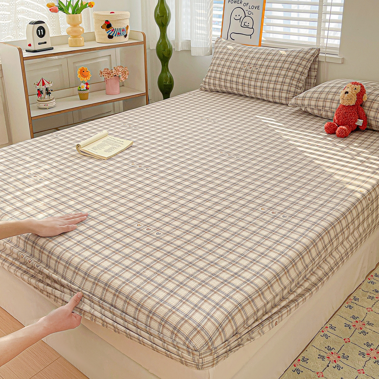 91家纺网 家纺一手货源 找家纺 仟人梦 2026新款云感双层纱印花单床笠床笠单件 时尚格调