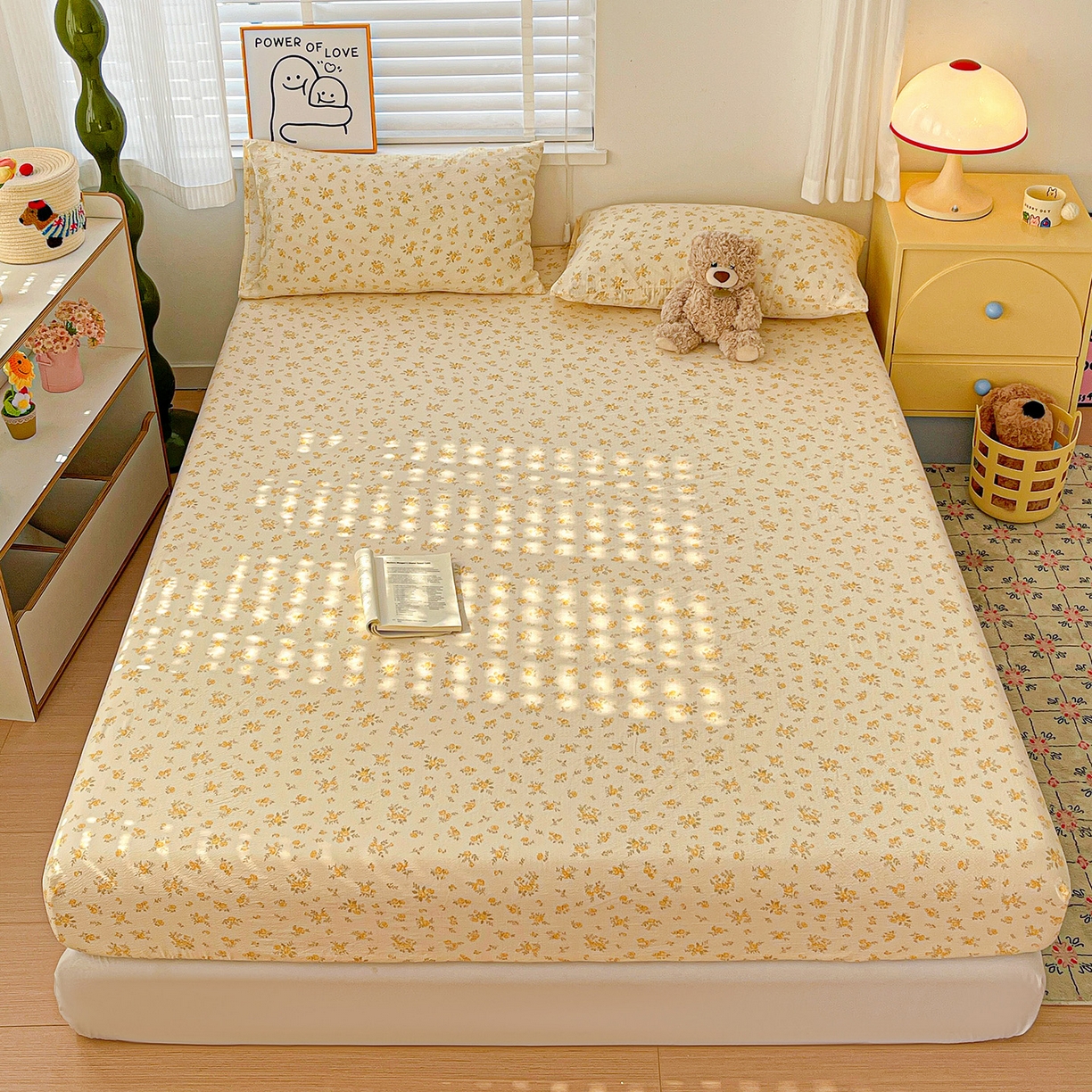 91家纺网 家纺一手货源 找家纺 仟人梦 2026新款云感双层纱印花单床笠床笠单件 舒芙蕾