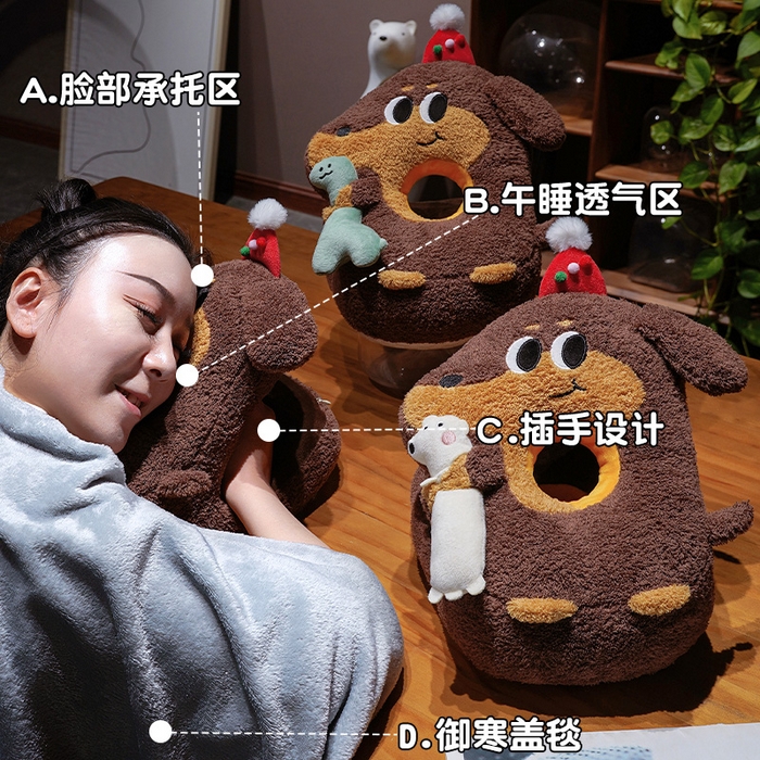 91家纺网 家纺一手货源 找家纺 （总）仟亿莱 2026新款抱娃腊肠狗双面午睡枕 枕头枕芯