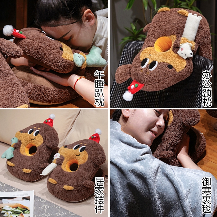 91家纺网 家纺一手货源 找家纺 （总）仟亿莱 2026新款抱娃腊肠狗双面午睡枕 枕头枕芯