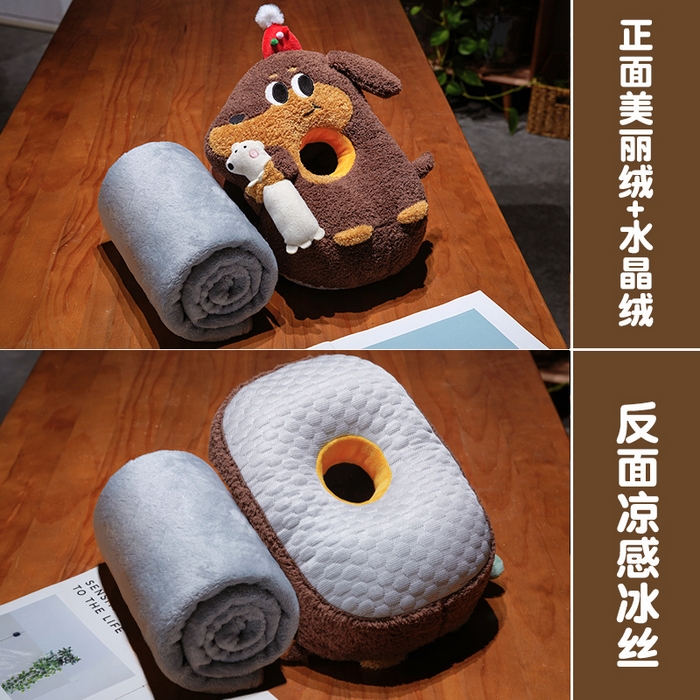 91家纺网 家纺一手货源 找家纺 仟亿莱 2026新款抱娃腊肠狗双面午睡枕 枕头枕芯 双面俏皮小熊