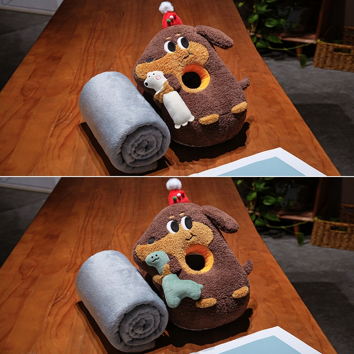 91家纺网 家纺一手货源 找家纺 仟亿莱 2026新款抱娃腊肠狗双面午睡枕 枕头枕芯 组合图仅供展示不可下单