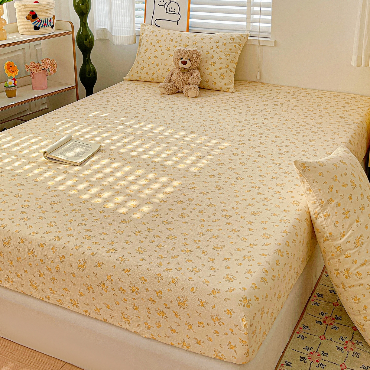 91家纺网 家纺一手货源 找家纺 仟人梦 2026新款云感双层纱印花单床笠床笠单件 舒芙蕾