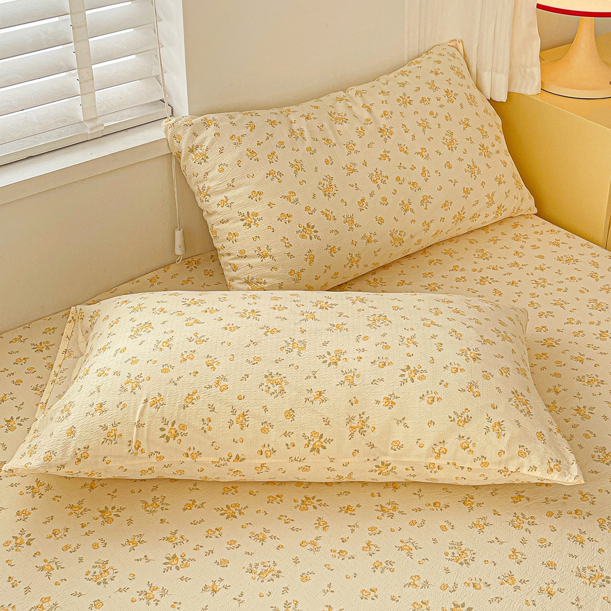 91家纺网 家纺一手货源 找家纺 仟人梦 2026新款云感双层纱印花单床笠床笠单件 舒芙蕾