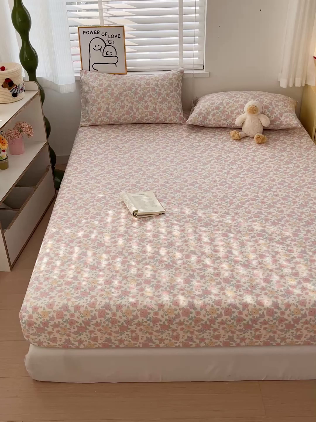 91家纺网 家纺一手货源 找家纺 仟人梦 2026新款云感双层纱印花单床笠床笠单件 水墨丹青-粉