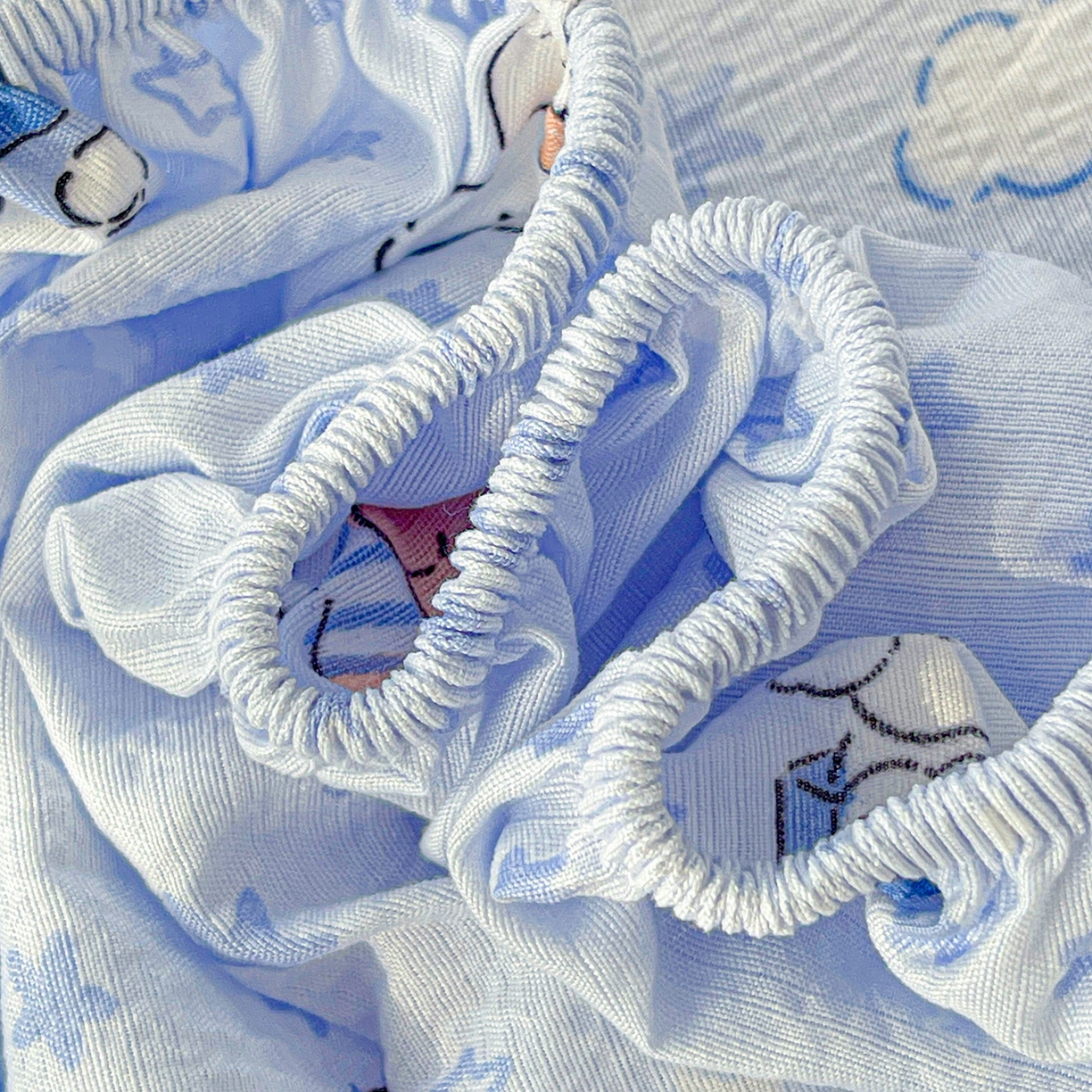 91家纺网 家纺一手货源 找家纺 仟人梦 2026新款云感双层纱印花单床笠床笠单件 淘气狗