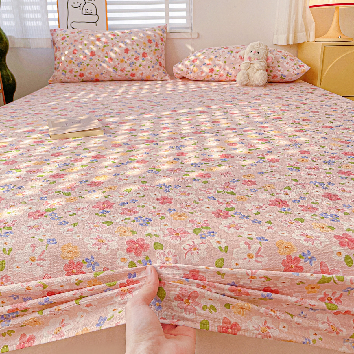 91家纺网 家纺一手货源 找家纺 仟人梦 2026新款云感双层纱印花单床笠床笠单件 云之瑶