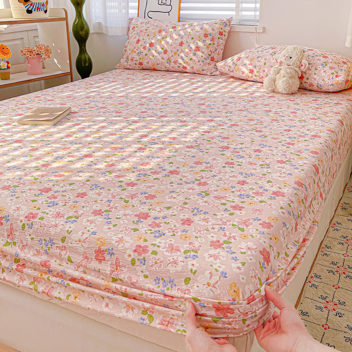 91家纺网 家纺一手货源 找家纺 仟人梦 2026新款云感双层纱印花单床笠床笠单件 云之瑶