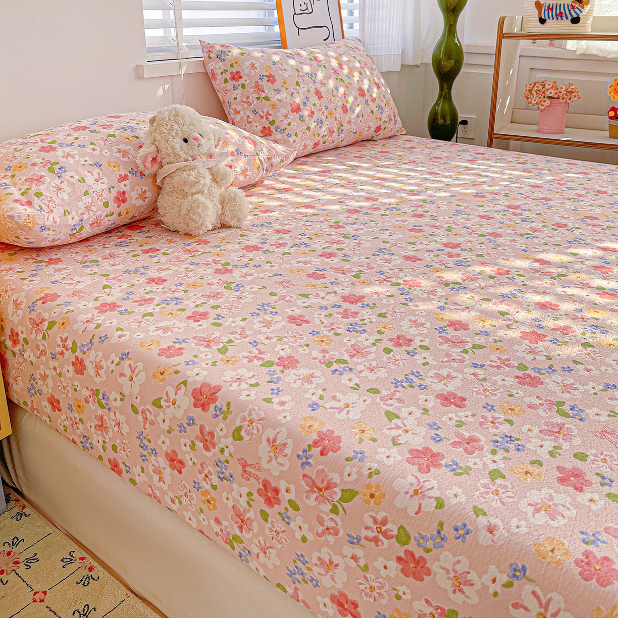 91家纺网 家纺一手货源 找家纺 仟人梦 2026新款云感双层纱印花单床笠床笠单件 云之瑶