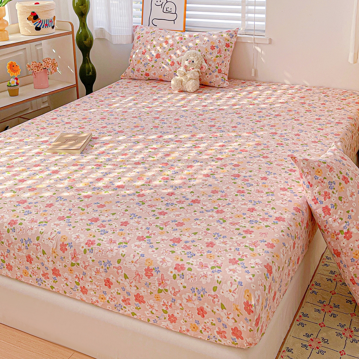 91家纺网 家纺一手货源 找家纺 仟人梦 2026新款云感双层纱印花单床笠床笠单件 云之瑶