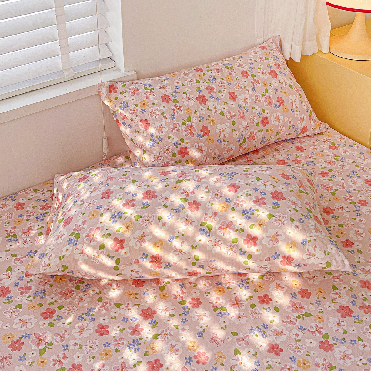 91家纺网 家纺一手货源 找家纺 仟人梦 2026新款云感双层纱印花单床笠床笠单件 云之瑶