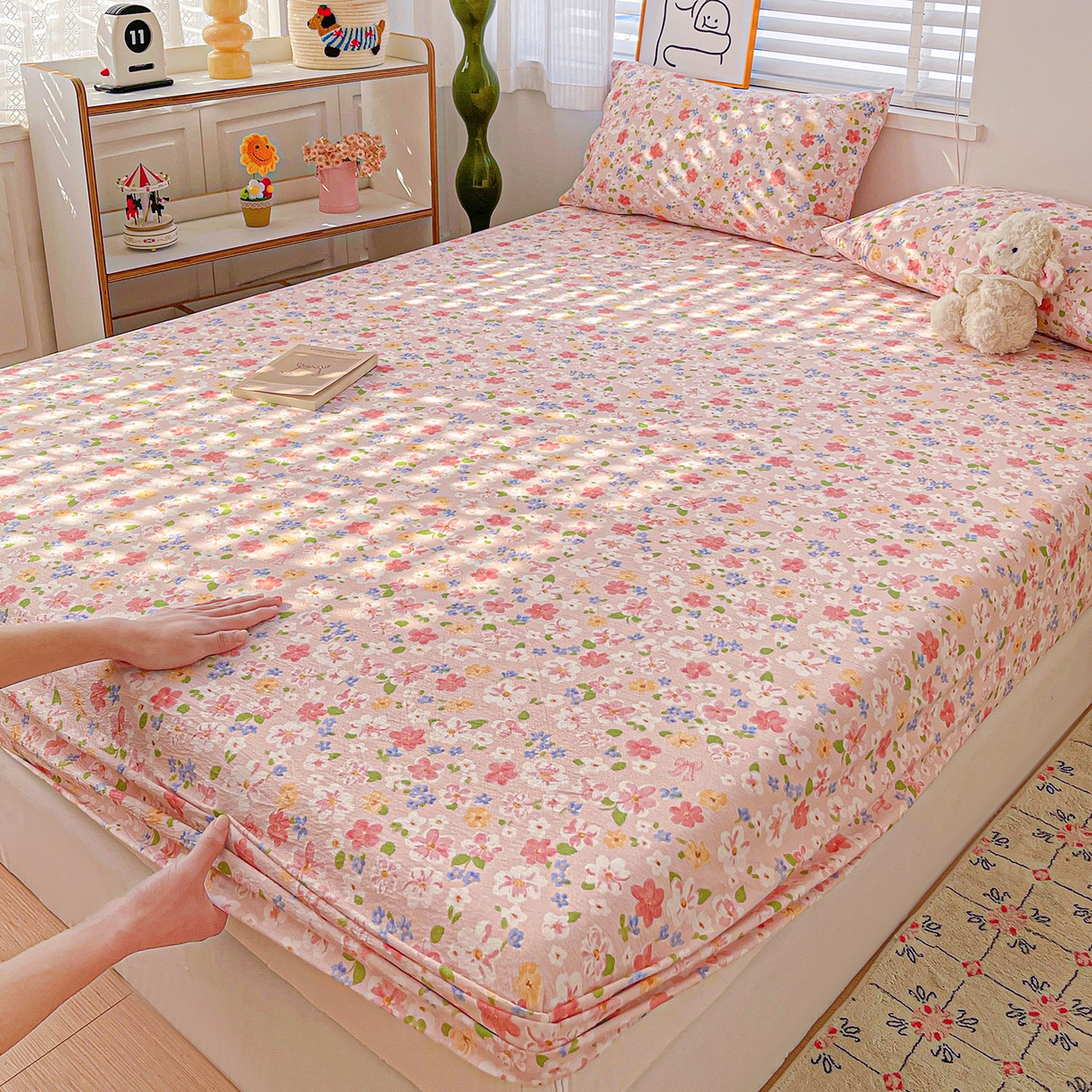 91家纺网 家纺一手货源 找家纺 仟人梦 2026新款云感双层纱印花单床笠床笠单件 云之瑶